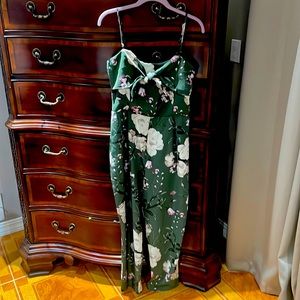 Floral tie front jumpsuit; size large